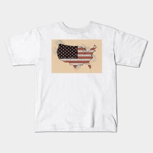 Vintage USA Map with American Flag Kids T-Shirt